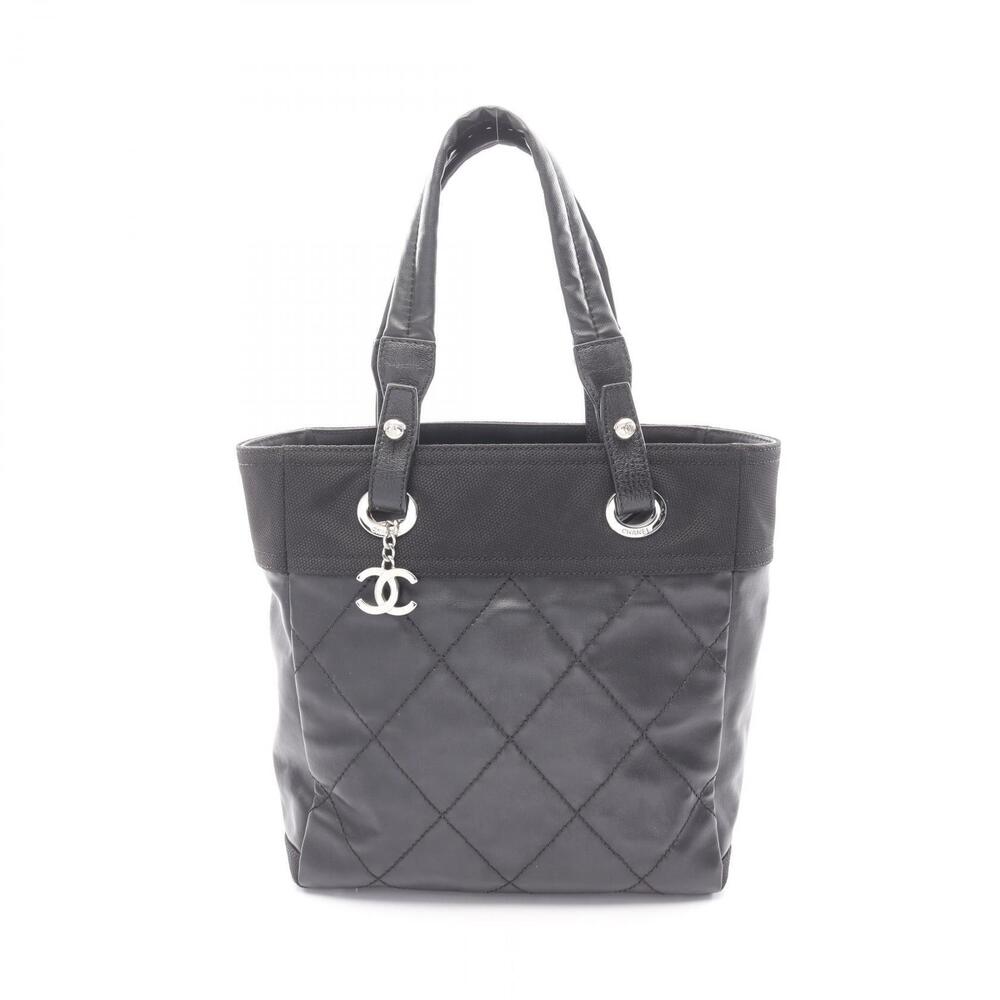 Chanel Paris Biarritz Tote Bag Canvas Leather Black